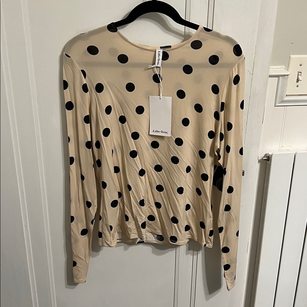 NWT & Other Stories Black Polka Dot Blouse size L